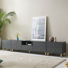 파로미 TV 2단 거실장 2700 AV수납 티비다이 세트, 그레이