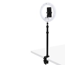 LED 유튜브 인터넷 라이브 여캠 방송 촬영 뷰티 26.5CM 링라이트 조명 3단 데스크 거치대 세트, 1세트, 화이트 KIT-DMS3-03