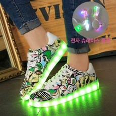 댄스팀 방수 LED 발광 신발 USB 충전 야광 무대 운동화