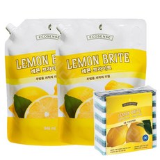 멜라루카 주방세제 레몬브라이트 리필 946ml 2개 + 수세미(5입) 1개 (멜라v), 3개