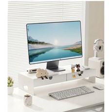 조립필요없는 일체형 고강도 스틸 모니터 받침대, 화이트