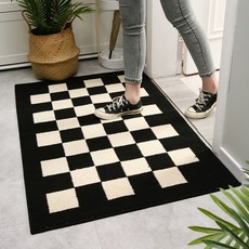 派克入戶墊 簡約幾何圖案 防滑吸水, 棋盤格