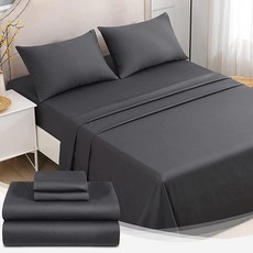 ZonLi 퀸 사이즈 침대 딥 포켓용 시트 극세사 쿨링 시트 세트 울트라 소프트 매트리스 커버는 침실 호텔용 최대 33-45.7cm13-18인치 매트리스에 적합 블랙 4개, ZonLi 퀸 사이즈 침대 딥 포켓용 시트, 극세사 쿨