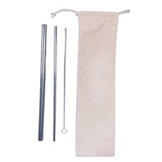 環保不鏽鋼吸管套裝，附清潔刷與帆布收納袋，珍珠奶茶適用，可重複使用環保吸管組, 白色繩子(有含吸管組), 1個