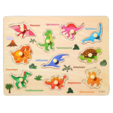 지니어스래빗 유아 원목 꼭지퍼즐 교구, 공룡, 1개, 10조각