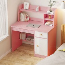 원룸 서재 공부 사무용 1인용 일자형 미니멀 수납형 책상, 핑크(+수납장)