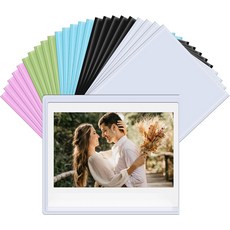 인스탁스 400300210와이드 EVO 카메라 필름용 하이퀸 5팩 마그네틱 포토 프레임 폴라로이드 나우용 포켓600원스텝+ 3.5x4.25 사진 자석 냉장고 디스플레이 - 흰색, Mixed Colors
