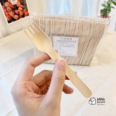 만스 일회용 나무포크 14cm 100개 포장 / 1회용 디저트 샐러드 도시락, 100개입, 1개