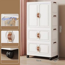 SMTONE 접이식 옷장 이동식 양문형 대용량 수납 정리함 수납함 폴딩형 리빙박스 원룸 수납옷장 70cm, 옷장*1+서랍*2