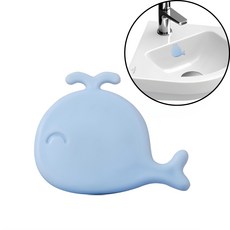 헬스와미 고래 세면대 마개 실리콘 오버플로우 캡 냄새 벌레 차단 커버, 블루, 3개