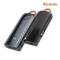 맥도도 듀얼 케이블 일체형 잔량표시 고속충전 보조배터리 10000mAh C타입 / 8핀, Black