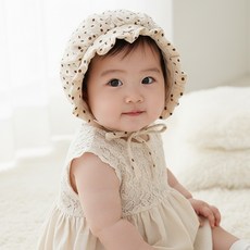 몽실이 도트 프릴 베이비 보넷 유아 영아 아기 모자 외출