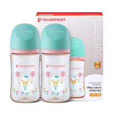 더블하트 모유실감 3세대 PPSU 디어프렌즈 젖병 트윈팩(젖꼭지미포함), 하늘을날꼬양, 240ml, 1세트