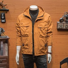 ROYALBELLE 남성 춘추 바람막이 후드 야상점퍼 멀티포켓 경량 캐주얼 자켓 E0112816