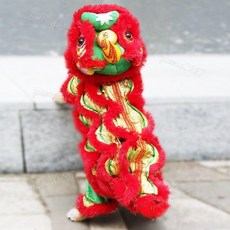 優選好物 貓咪衣服 搞笑搞怪裝 春秋舞獅狗衣服 同款紅色喜慶新年 寵物服裝, 白色 舞獅寵物衣服,L-建議7-10斤-, 1個