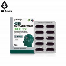 포스파티딜세린 뇌영양제 식약청인증 PS 300mg 은행잎추출물 징코 비타민E 기억력 인지력 개선 수험생 부모님 두뇌건강 효능, 1개, 60정
