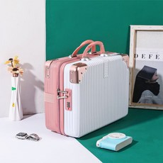 초경량 소형캐리어 트렁크 1박2일 가벼운 승무원 여행용가방, 화이트 배합 로즈 골드 [알루미늄 가방 코너], 14인치 [표준타입+잠금없음]