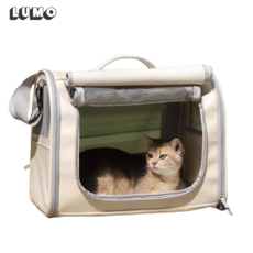 성운점 다기능 삼면통풍 고급형 고양이 강아지 이동가방, 크림색, 1개