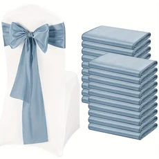 파티 장식 우아한 스판덱스 리본 활 새틴 밴드 신축성 의자 탄성 타이 웨딩 연회, Light Blue, 1개