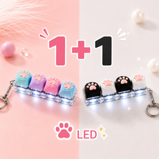 라이프올 1+1 LED 고양이 키캡 키링 키보드 딸깍이 4구, 1세트, 파스텔&블랙앤화이트