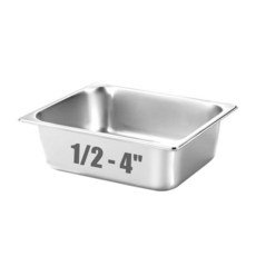 SILUI 6팩 푸드 팬 1/3 사이즈 10.2cm4인치 딥 스테인리스 스틸 상업용 호텔 팬 카페테리아 트레이 용품 케이터링 보관 용기 404065, 10.2cm(4인치) 깊이 1팩