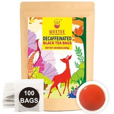 WT WEETEE 디카페인 얼 그레이 티백 100개 CO2 디카페인 홍차 베르가못 오렌지 맛 부드럽고 상쾌함 하루 종일 음료, 디카페인 블랙