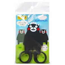 又敗家@日本CANARY長谷川刃物 熊本熊剪刀K-115，附收納套，不鏽鋼兒童安全剪刀, 1個, 黑色