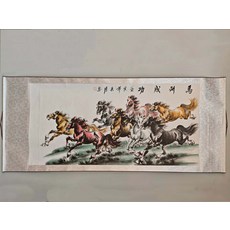 國畫八駿圖 馬到成功 卷軸裝裱, 參考詳情頁