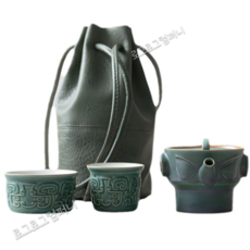삼성퇴 청동인상이미지 수조호 잔2종 수납가방 중국 다기 다도 티악세라리 여행용다기세트, 1세트, 수조호150ml+큰컵95ml+작은컵60ml+수납가방