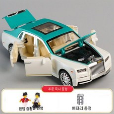 롤스로이스 6도어 자동차 장난감 관성 주행 사운드 뮤직 키즈, 팬텀 흰색 + 2명 + 배터리 3개