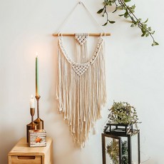 월행잉 대형 마크라메 벽장식 벽걸이 인테리어 장식 드림캐쳐 거실 소품 감성 빈티지 패브릭, T. 예링 C  35x65cm