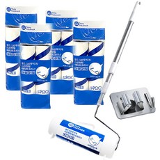 월드크린 테이프클리너 대형 24cm 3단 + 돌돌이 90회 8롤 + 스텐 도구걸이, 1세트