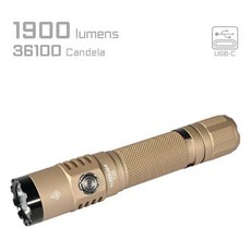 電筒王 ACEBEAM T35 1900流明 380米 高性能戰術小直筒 雙模式 雙開關 遠射 EDC 18650, 1個, 沙色-冷白1900 流明 380米, 沙色