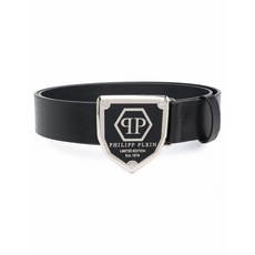 필립플레인 로고 장식 가죽 벨트