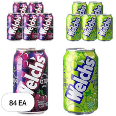 웰치스 탄산음료 포도 355ml + 청포도 355ml, 84개