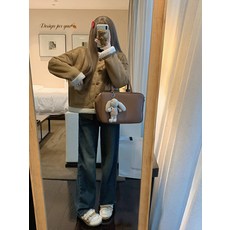 에어레이어 스웨이드 리얼 알파카 빈티지 패션 기모 퍼 일체형 코트 여동