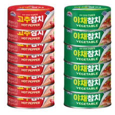 사조 / 안심따개 고추참치 100g x 8개 + 야채참치 100g x 6개 세트, 고추참치8개 + 야채참치6개