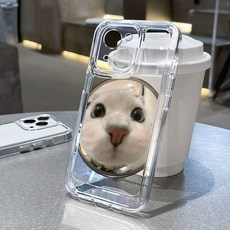 아이폰 케이스 볼록 거울에 비친 고양이