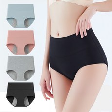 홀팡 여성 코튼 방수 생리 팬티 위생팬티 하이웨스트 4P