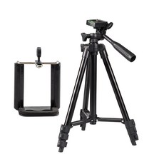 ARZ 隨身型鋁合金三腳架 贈手機夾 收納袋 多角度 自拍架 相機架 直播架, A209, 黑色, 1個