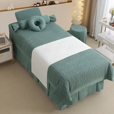 美容牀罩四件套按摩院理療燻蒸推拿艾灸中醫養生採耳足浴洗頭網紅, 傾慕-純抹茶綠:185*70方頭四件套