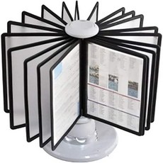 Generic데스크 레퍼런스 정리함 카탈로그 디스플레이 랙 양면 패널 20개 글자 크기 디스플레이용 A4 문서 사무실 식당 제품 가격 목록 회전 인서트 색상 그레이 20페이지, 20 pages, Gray