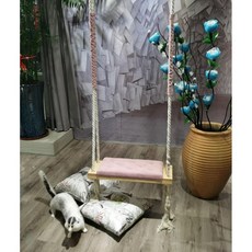 조립식그네 실내 성인 교수형 의자 집 거실 발코니 홈스테이 단단한 나무 스윙, A. 로그 핑크, 1개