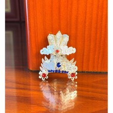 關公帽/2寸頭圍/銀色/關聖帝君/武盔帽/神明帽/水鑽隨機出貨, 1個