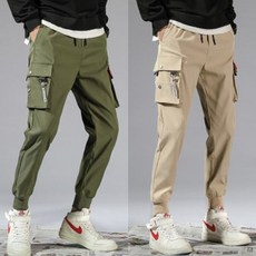 남성조거핏카고바지 여름면바지 4컬러, 블랙3XL