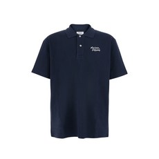 메종키츠네 로고 자수 코튼 폴로 셔츠