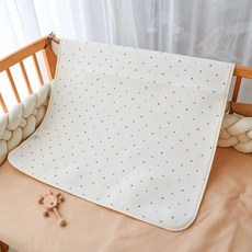 隔尿墊嬰兒防水可洗透氣寶寶四季床墊水洗純棉大尺寸生理期姨媽墊, 彩色波點, 1個