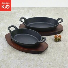 담아보리 양손타원후라이 돌산 주물팬 목판받침 주물팬목판받침 주방용품, 주물팬 소