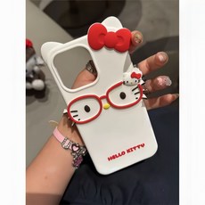 입체 안경 캐릭터키티 아이폰케이스 소프트 실리콘케이스