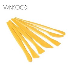 GEEKI 도자기 만들기 클레이 점토 찰흙 공예 DIY 재료 실용적인 노란색 플라스틱 도구 7 개 모델링 왁스 조각 칼